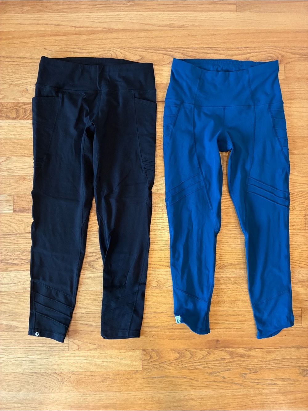 oiselle “pocket joggers” High-Waist running tights/Leggings Duo — Black & Blue